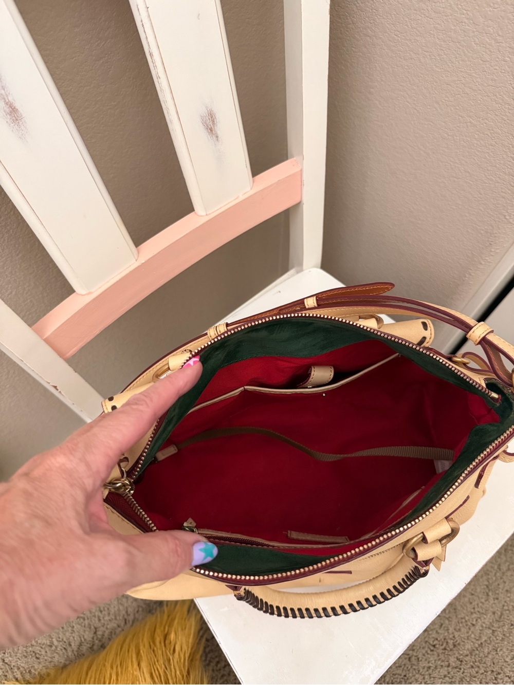 Dooney & Bourke Beige/Cream Leather Satchel - Picture 3 of 3